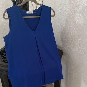 Calvin Klein Royal Blue V-Neck Blouse
